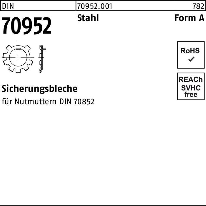Sicherungsblech DIN 70952 A 70 Stahl f.Nutmuttern DIN70852 25 Stück