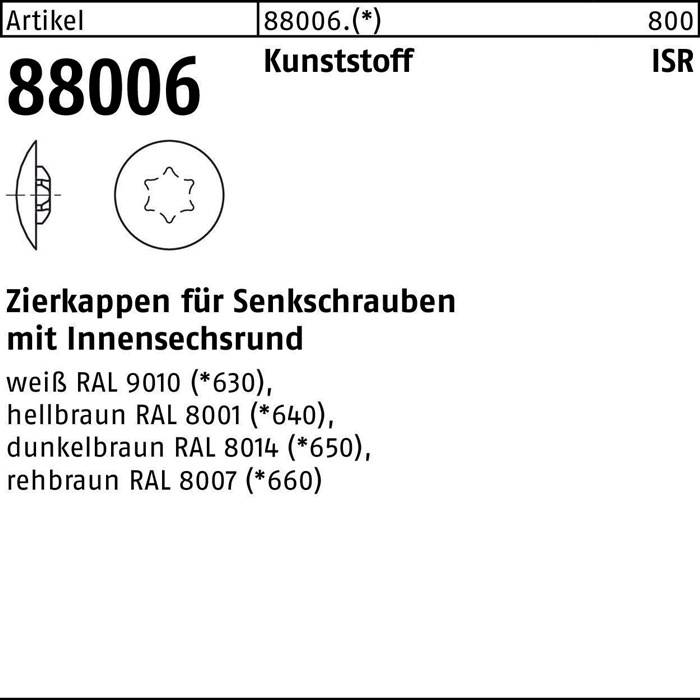 Zierkappe R 88006 f.ISR 30x16,5/6 Ku. dunkelbraun 1000 Stück