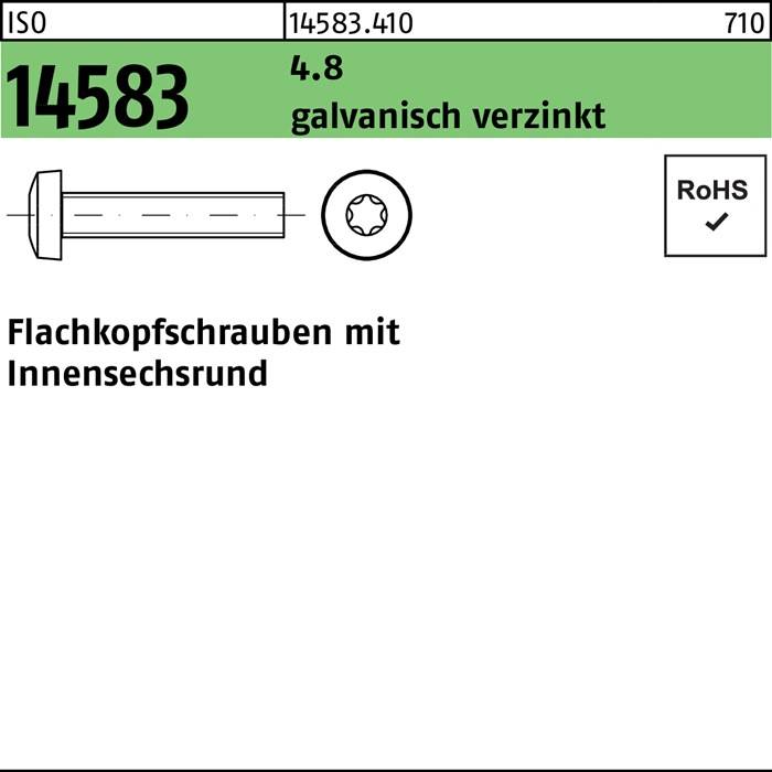 Flachkopfschraube ISO 14583 ISR M3x4 4.8 galv.verz. 200St.