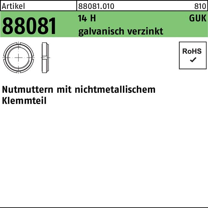 Nutmutter R 88081 Klemmteil GUK10/M 50x1,5 14 H galv.verz. 1 Stück