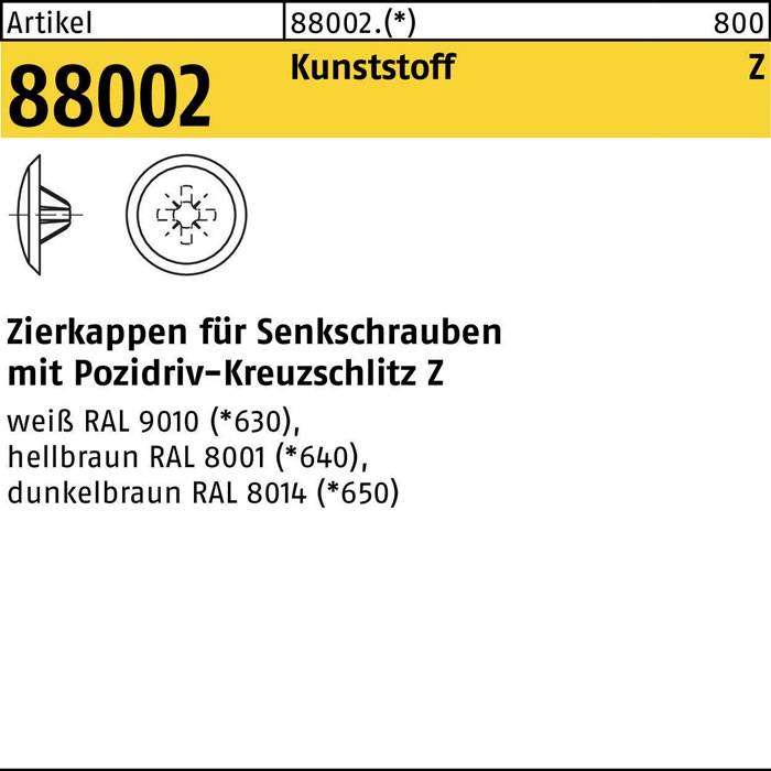 Zierkappe R 88002 f.PZ 3x13/5,5-6 Ku. dunkelbraun 1000St.