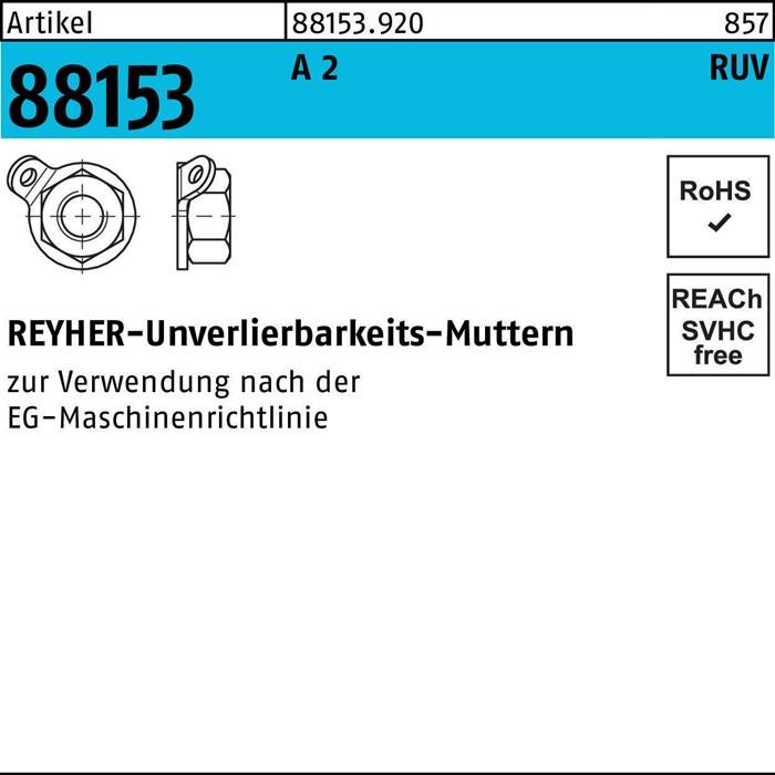 Unverlierbarkeitsmutter R 88153 M8 A 2 25 Stück