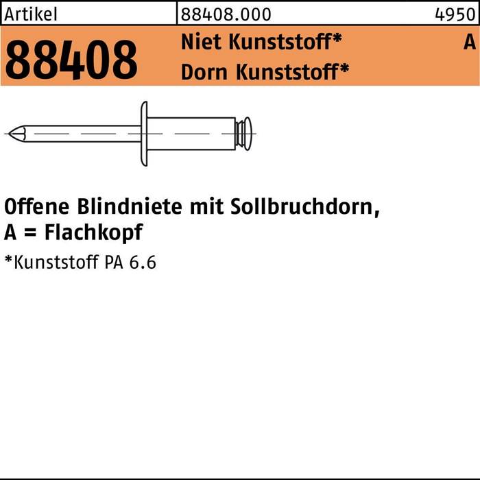 Blindniete R 88408 FLAKO 4x 8 Niet Ku./Dorn Ku. 500 Stück
