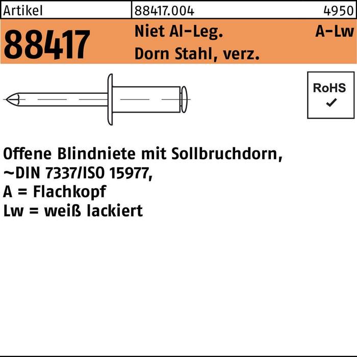 Blindniete R 88417 FLAKO 5x12 Niet Aluminium ws/Dorn Stahl verz. 500St.