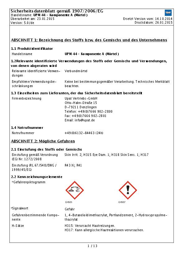 Injektionsmörtel R 88733 UPM 44 - 360 Kunstharz 6 Stück UPAT