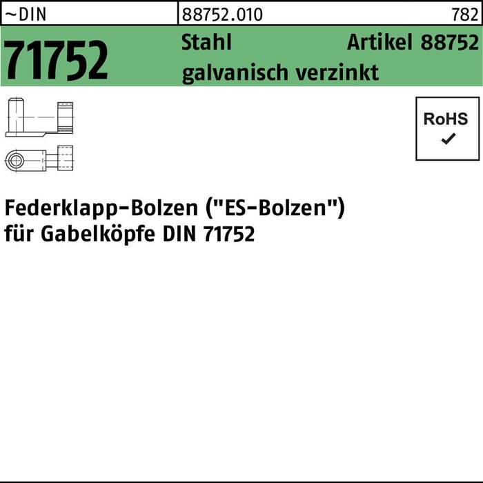 Federklappbolzen R 88752 ES 6x 12 Stahl galv.verz. 10 Stück
