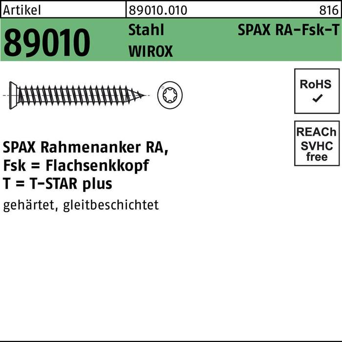 Rahmenanker R 89010 SEKO T-STAR plus 7,5x80-T30 galv.verz. WIROX 100St. SPAX