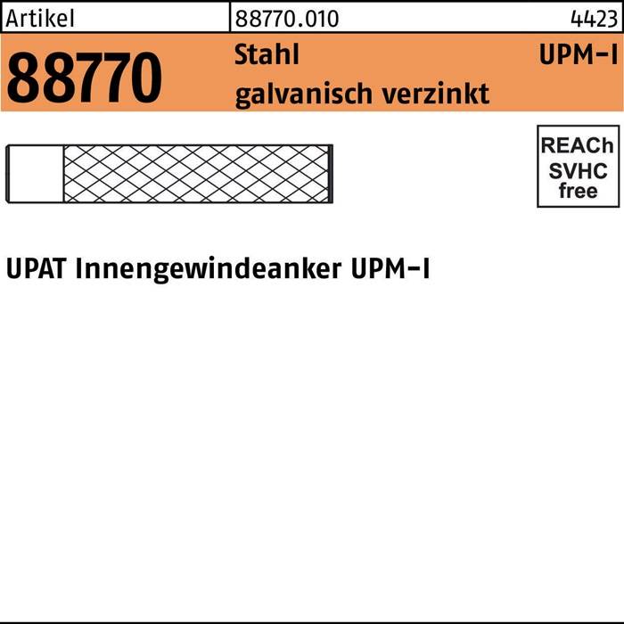 Innengewindeanker R 88770 UPM-I 10 Stahl galv.verz. 10 Stück UPAT