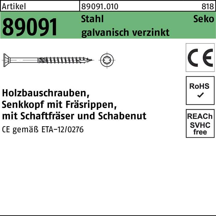 Holzbauschraube R 89091 SEKO ISR 10x200-T40 Stahl galv.verz. 25St.