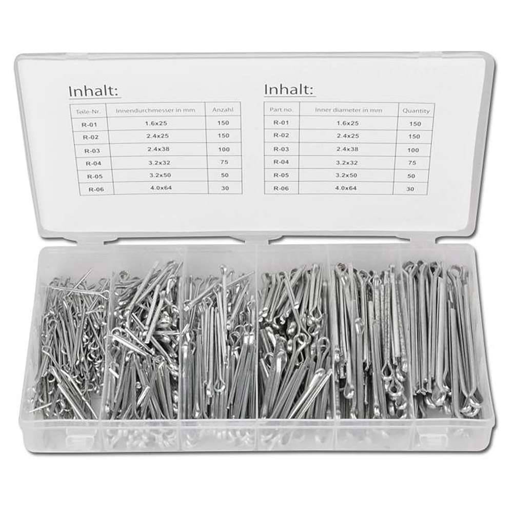 Splinte-Sortiment - 555-tlg. - im Sortimentskasten