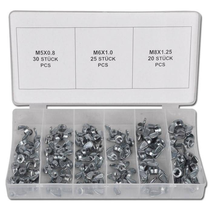 Flügelmuttern-Sortiment, 75-tlg.