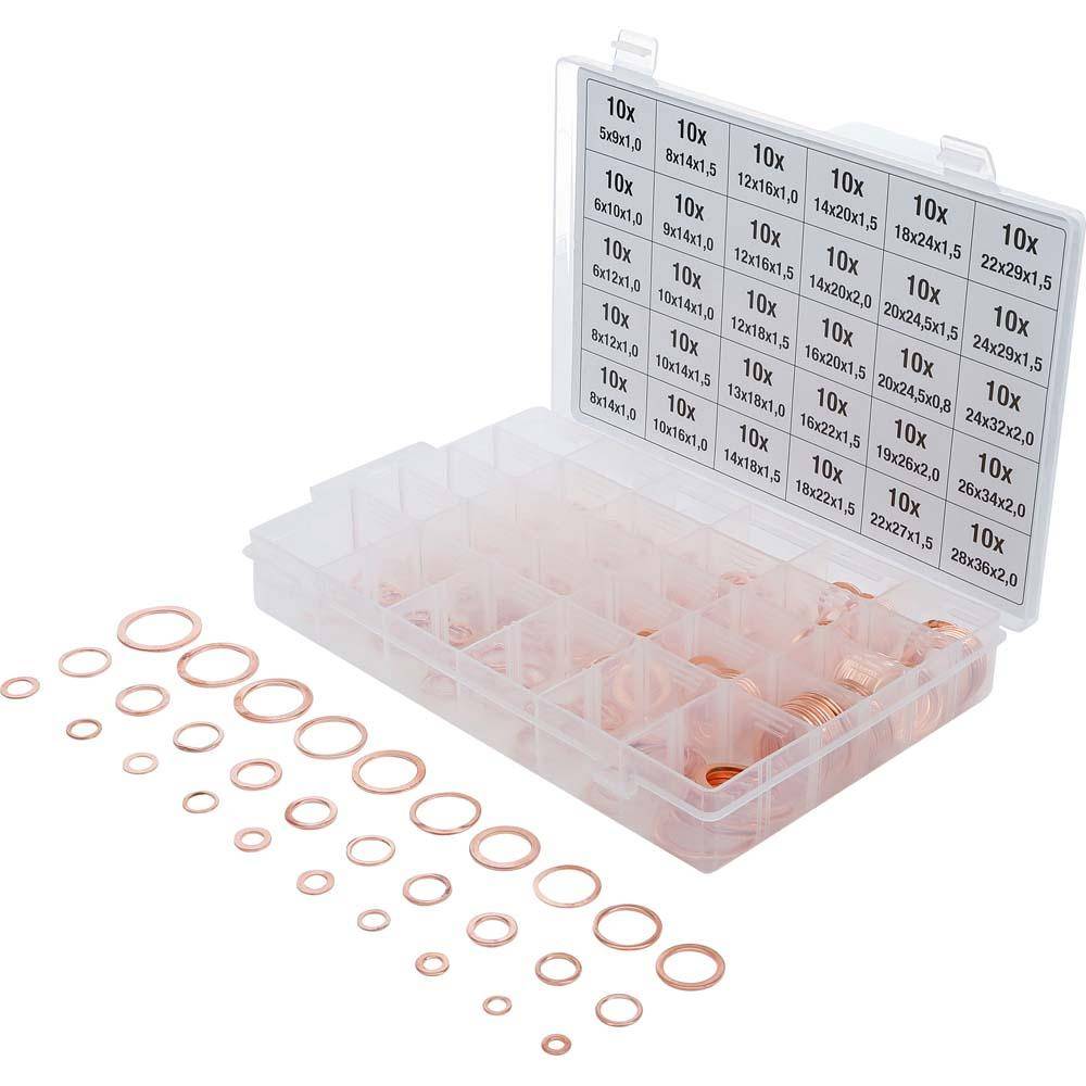 Dichtringe - Kupfer-Dichtring-Sortiment - 300-teilig - Standardkupfer