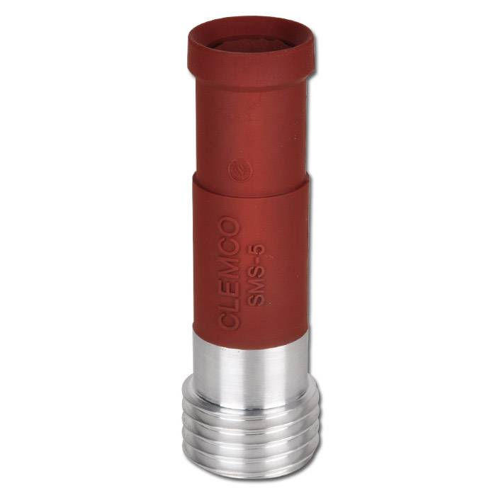 Roter elektrischer Steckverbinder mit silberner Gewindebasis und „CLEMCO SMS-5