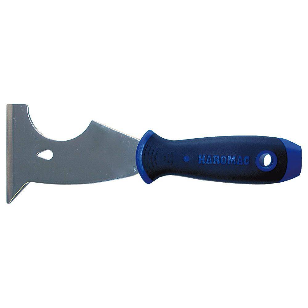 Multifunktionsspachtel - Edelstahl rostfrei - 6 Einsatzbereiche - Blattbreite 75 mm - 2K-Softgriff