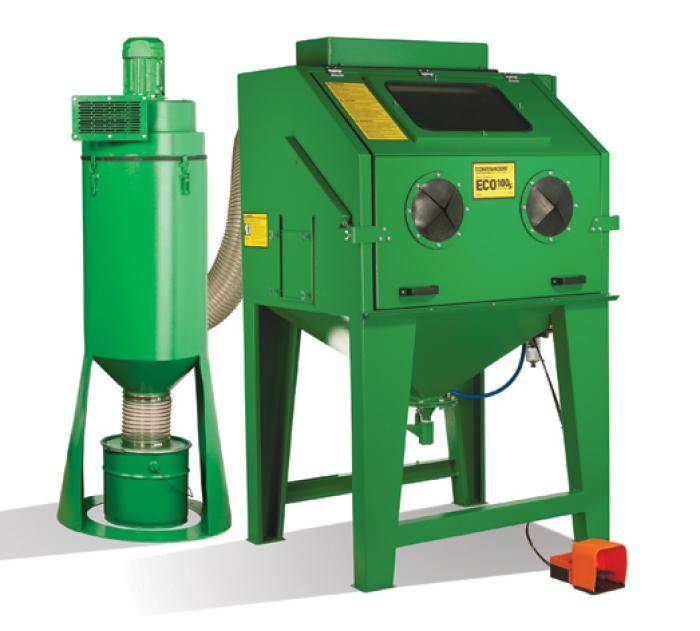 Saug-Strahlkabine ECO-100S - Innenraum 950 x 720 x 760 mm - mit Staubabscheider