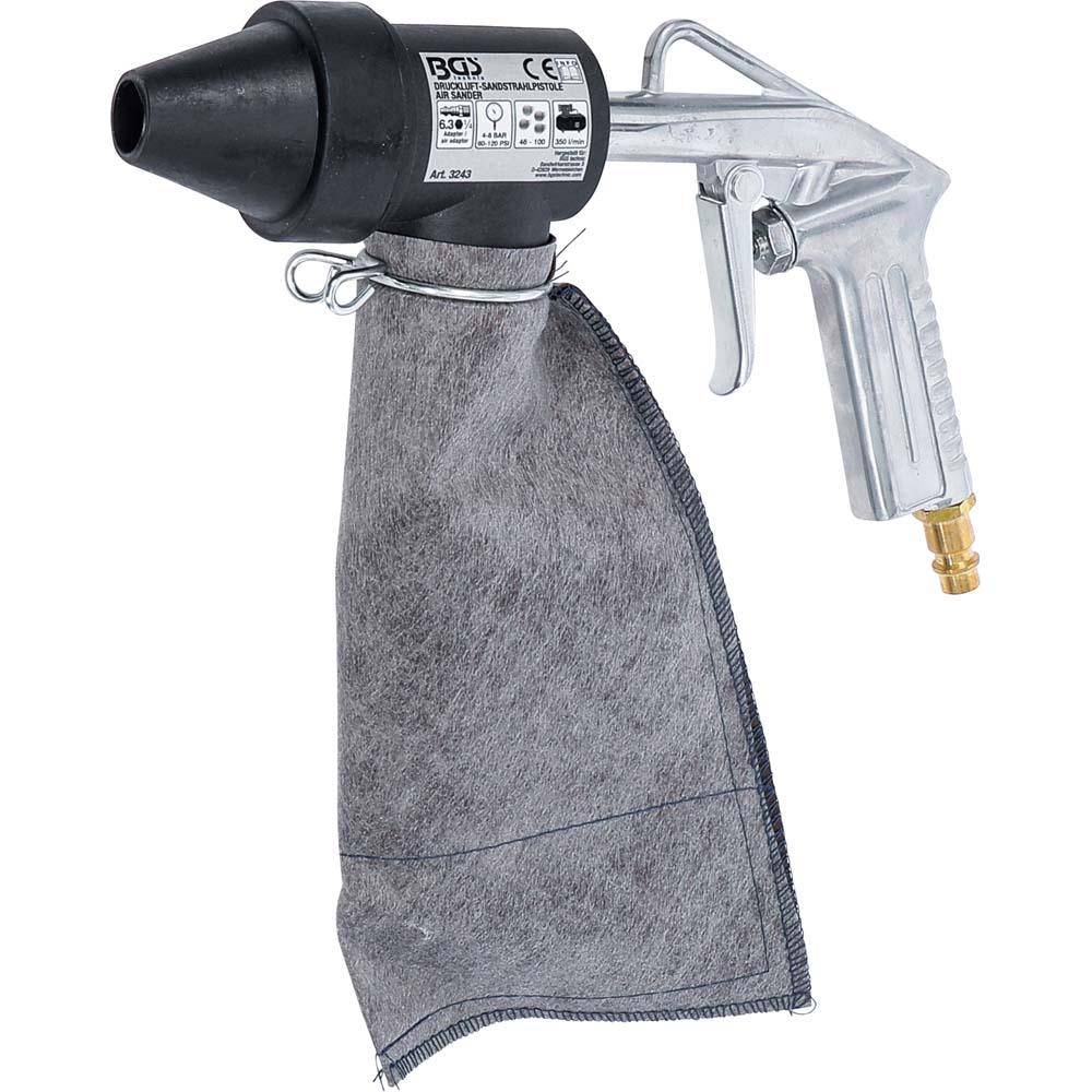 Druckluft-Sandstrahlpistole BGS mit Zubehör - Arbeitsdruck 3,2 bis 9,2 bar - Luftverbrauch max. 350 l/min