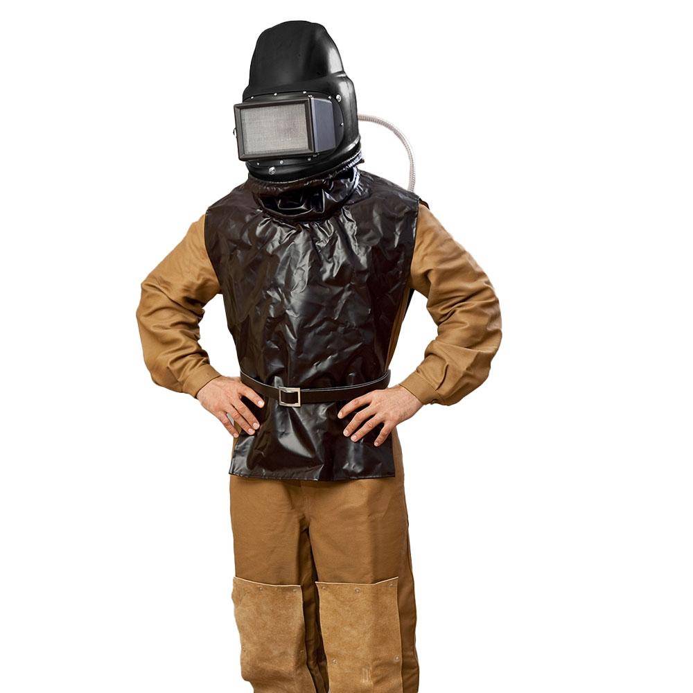 Sandstrahlhelm C4-PLUS - Glasfaser-Polyester - mit Körperschutz - stabiler Fensterkasten - DIN EN 14594