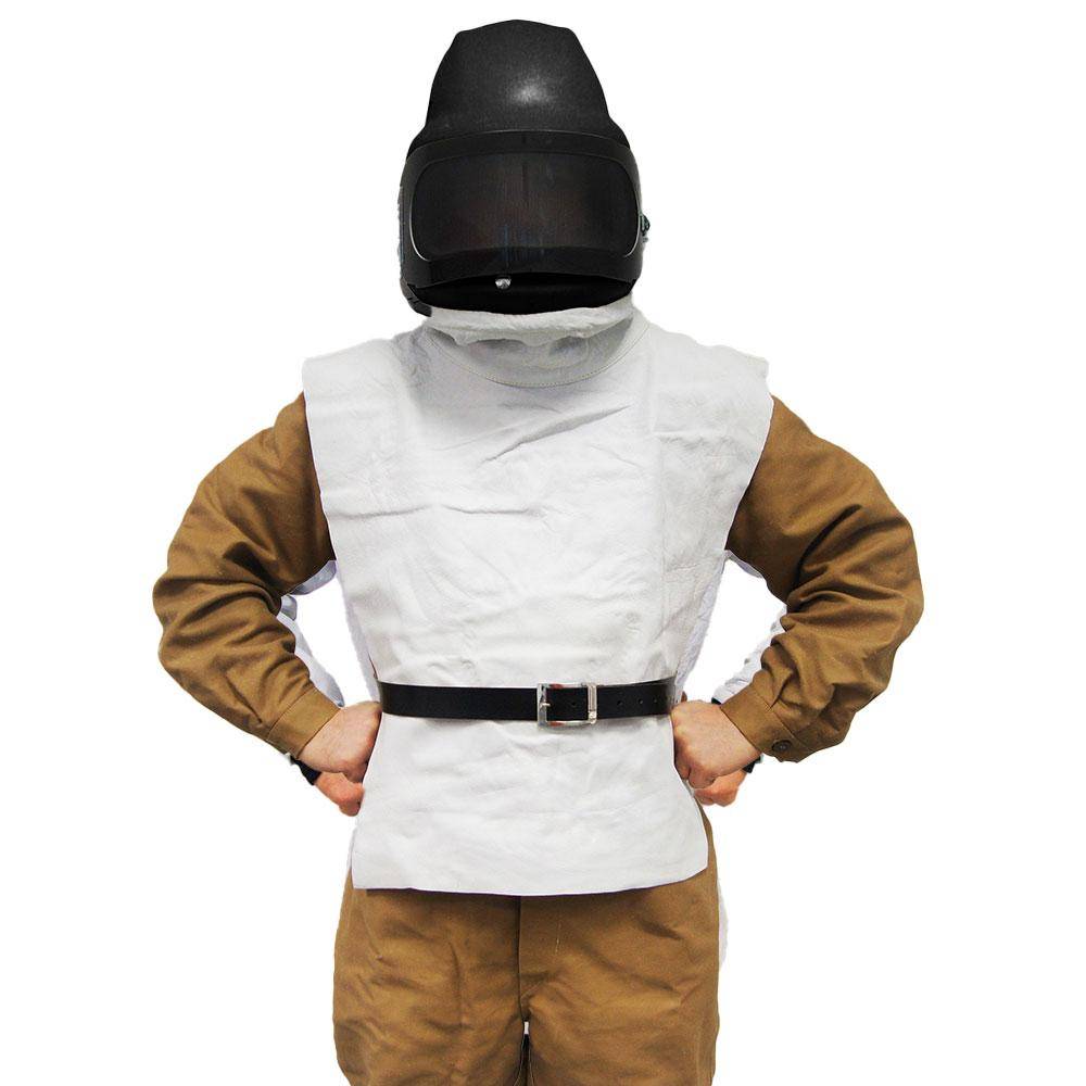 Sandstrahlhelm P4-PLUS - Glasfaser-Polyester - mit Leder-Körperschutz - Glas-Sichtscheibe