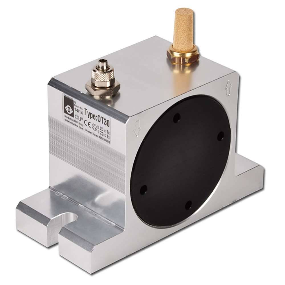 Druckluft - Turbinenvibrator Typ OT36S - inkl. Schalldämpfer und Schlauchnippel - Gewicht 2,53 kg - Betriebstemperatur -20 - 120° C
