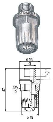 Mehrkanal Rundstrahldüse Typ 326 - Zink - Anschlußgewinde: 1/4" A ISO 228 - Luftverbrauch: 466 l/min. bei 4 bar -