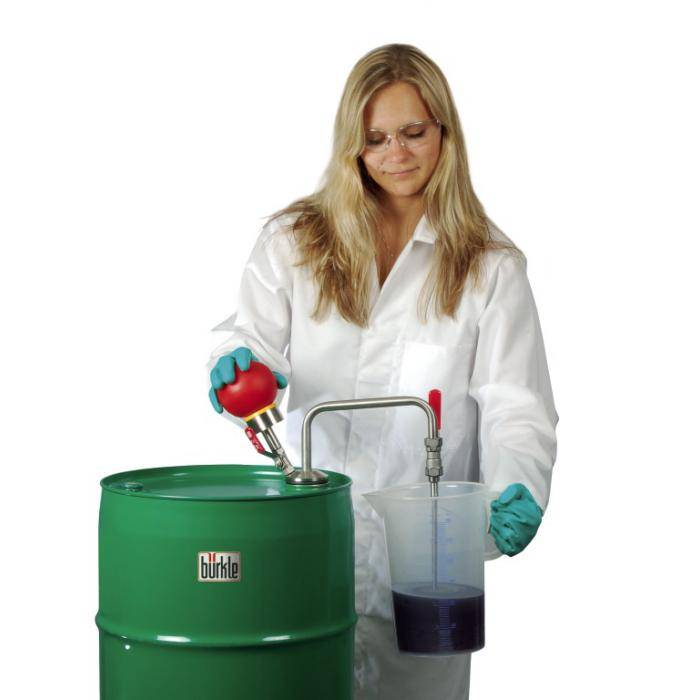 Handpumpe für Lösungsmittel - Edelstahl/Teflon - 10 l/min - Eintauchtiefe 60 cm