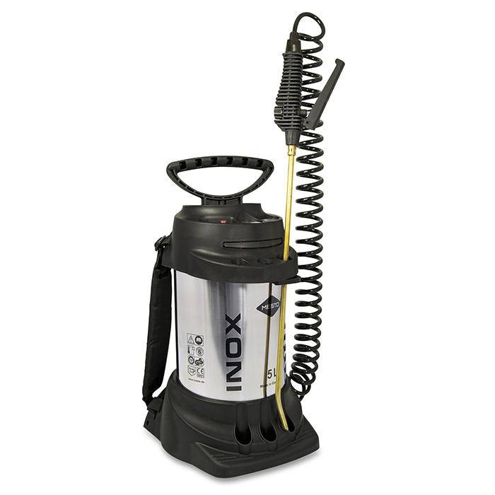 Hochdrucksprühgerät "INOX" - 6 bar - Spiralschlauch 2,5 m - Füllinhalt 5 l - Gesamtinhalt 9 l