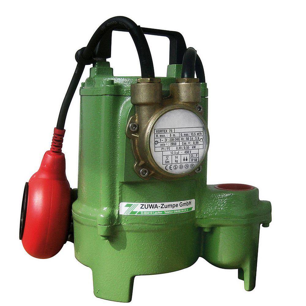 Schmutzwasserpumpe VORTEX 75 - 230 V - 0,55 kW - max. 225 l/min - max. 0,8 bar - max. 30 mm Korngröße