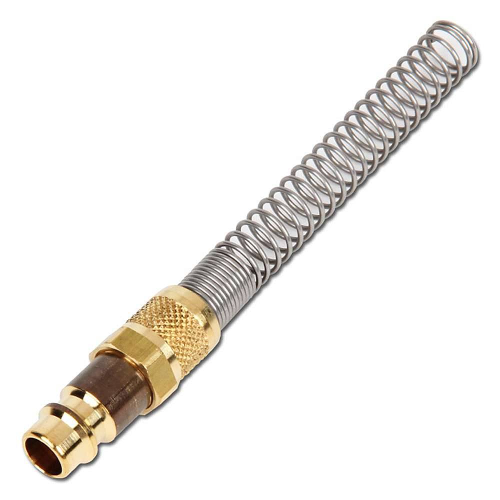 Stecknippel - DN 7,2 - Kunstoffschlauch Ø 12x9 mm, max:35 bar, 1100 l/min - Messing mit Knickschutzfeder