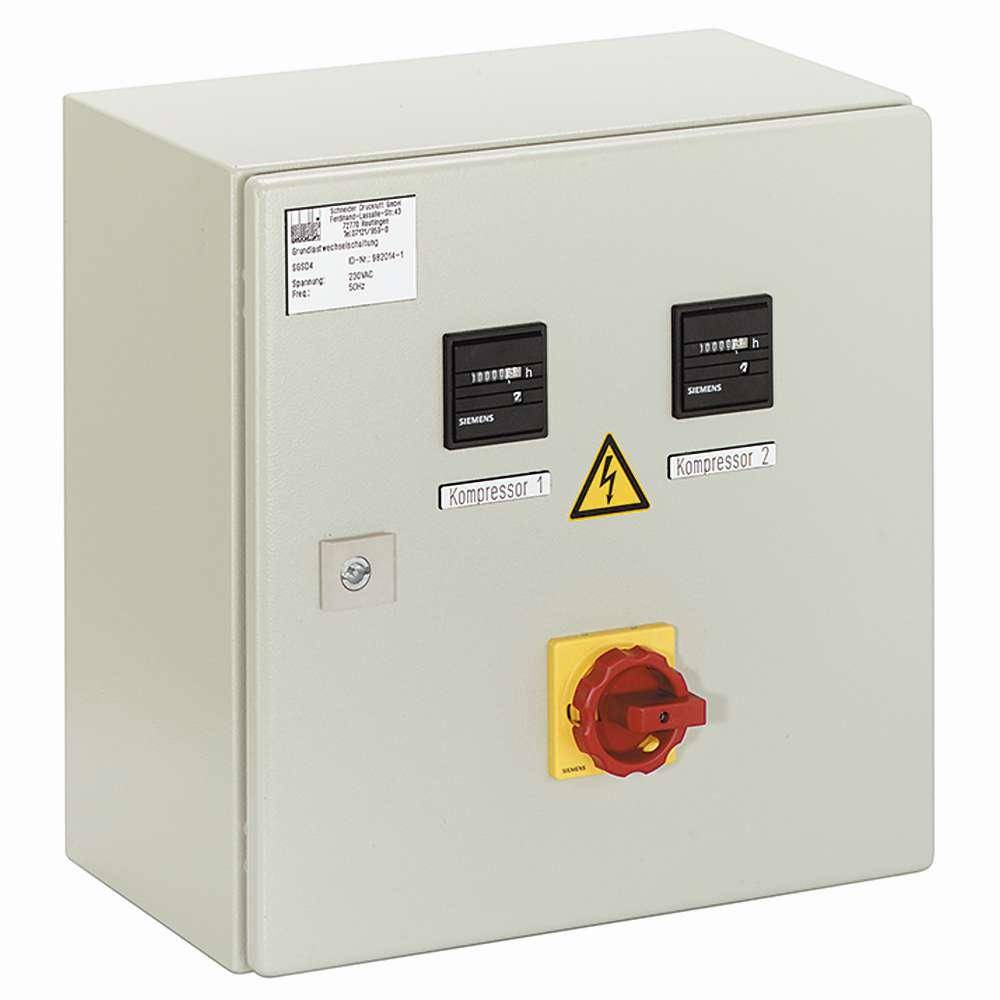 Grundlastwechselschaltung GLW-SGSD 17 - für 2 Kolbenkompressoren 3 / 4 kW mit Druckschalterbetrieb