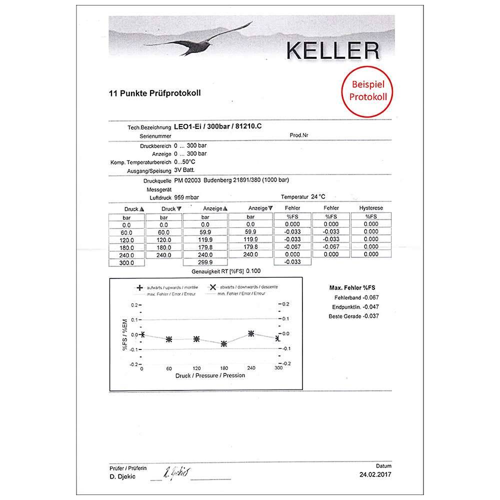Prüfprotokoll digitale Manometer - über 11 Meßpunkte