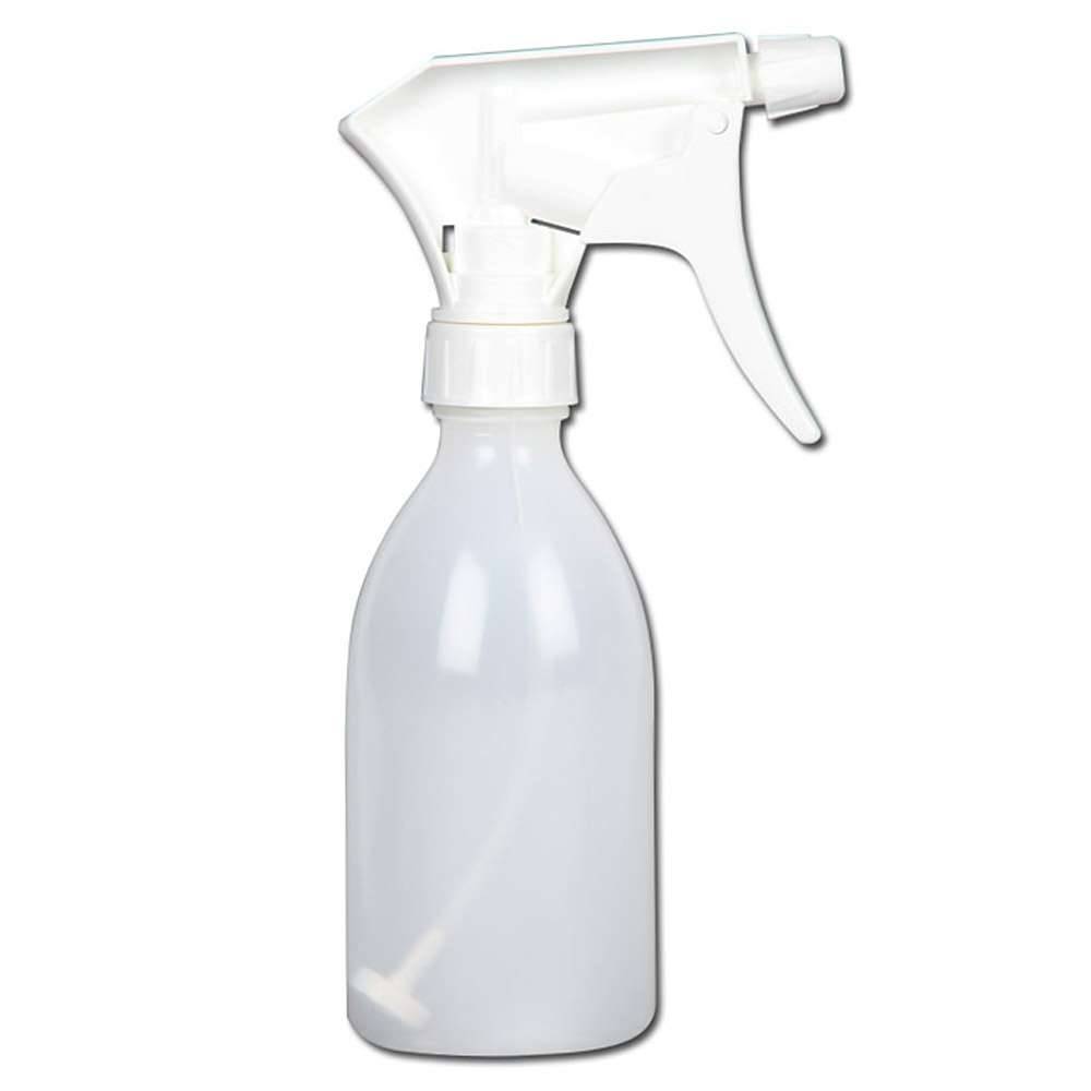 LDPE Sprühflasche - 250 ml - Düsen-Ø 0,6 mm - 1,2 ml ± 0,1 Sprühmenge pro Hub - 220 mm Höhe m. Verschluss