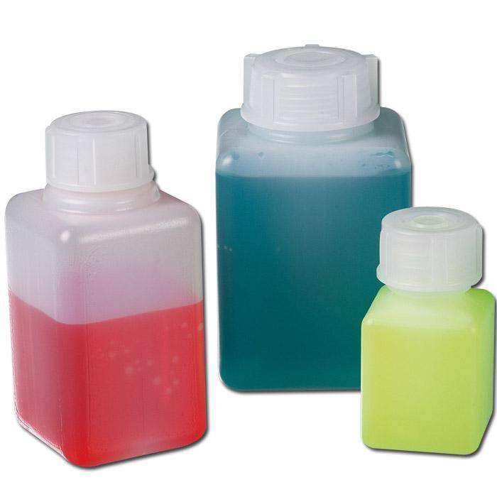 Vierkantflasche - Grundriss quadratisch - Enghals - 100 ml - Abmessung Länge x Breite LxB 46 x 46 mm