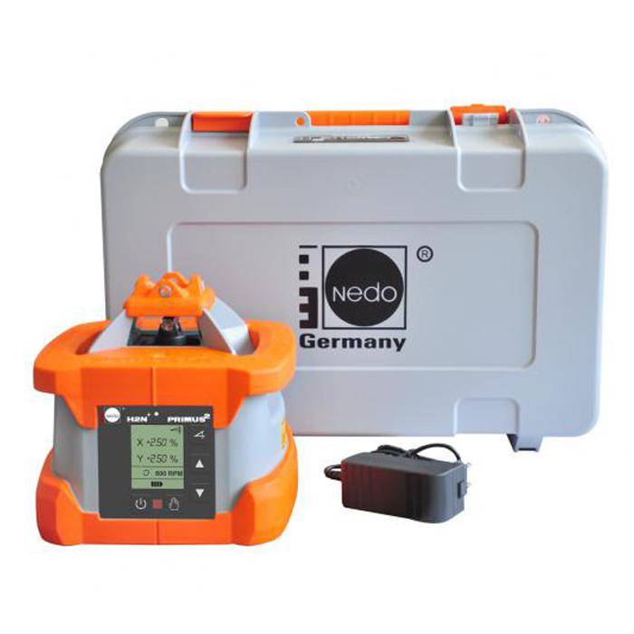Nedo Rotationslaser PRIMUS² H2N+ - der vollautomatische Zweiachs-Neigungslaser für Profis mit automatischer Nachnivellierung