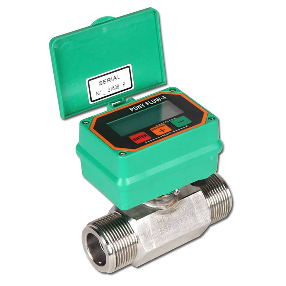 Durchflusszähler PONY FLOW - elektronisch, digital - Edelstahl - DN 15 mm - Anschluss-Ø 1" - 3/30 l/min - 60 bar