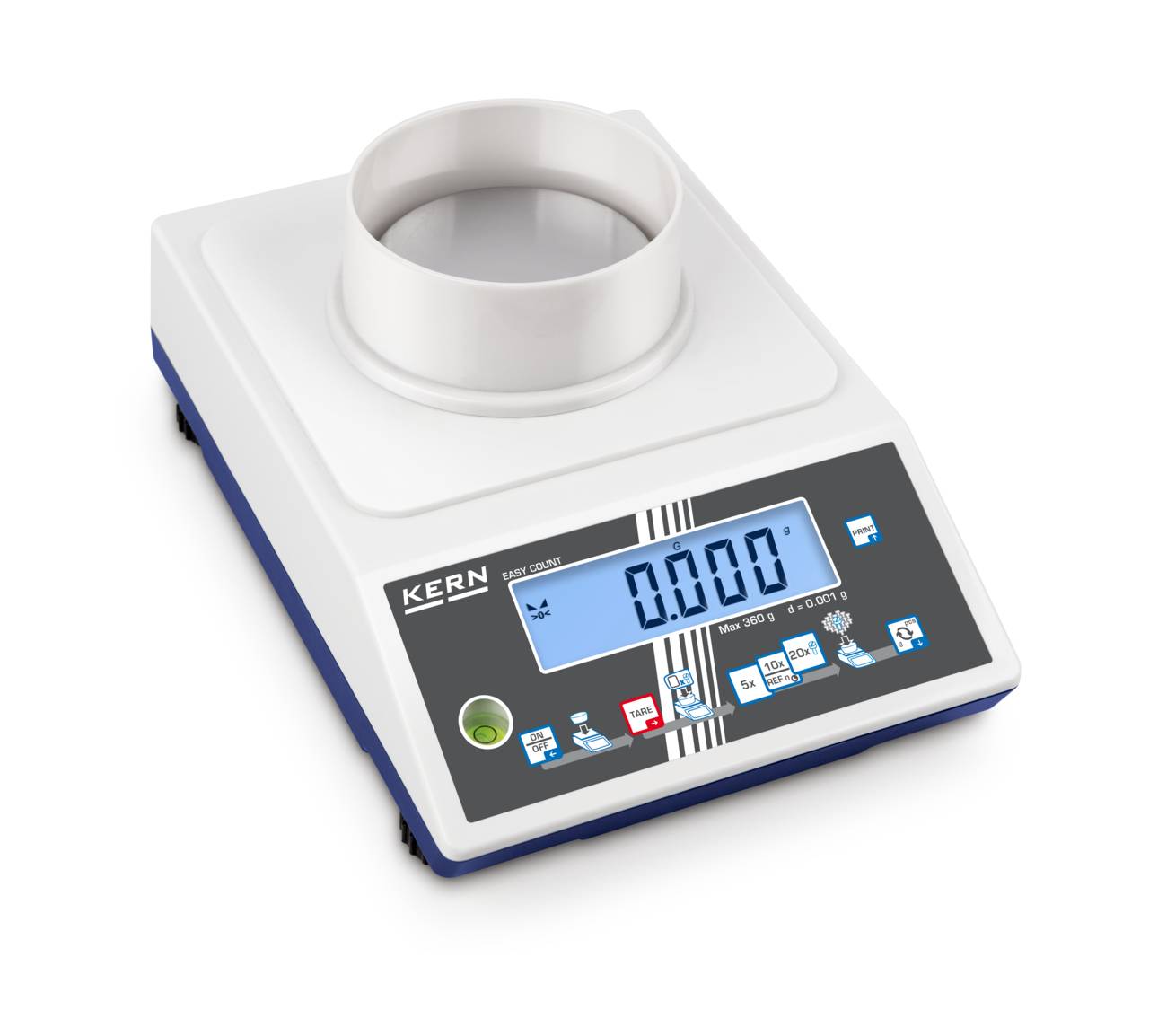 Zählwaage - max. Wägebereich 0,36 kg - Ablesbarkeit 0,001 g - kleinstes Teilegewicht 0,001 g - Zählauflösung 360.000 Pkt - Gesamtabmessung (B x T
