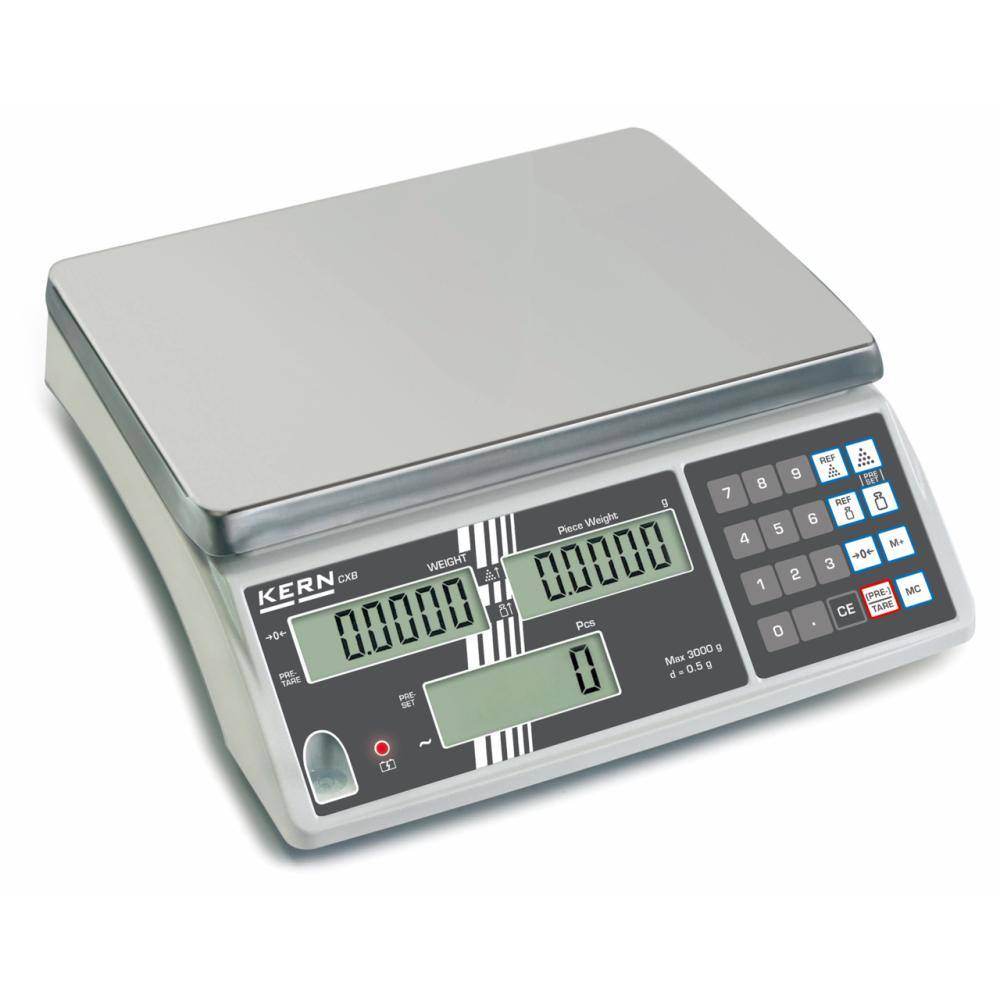 Waage - max. Wägebereich 15 kg - Ablesbarkeit [d] 1 g - kleinstes Teilegewicht [Zählen] 0,5 g - Zählauflösung 30.000 Punkte