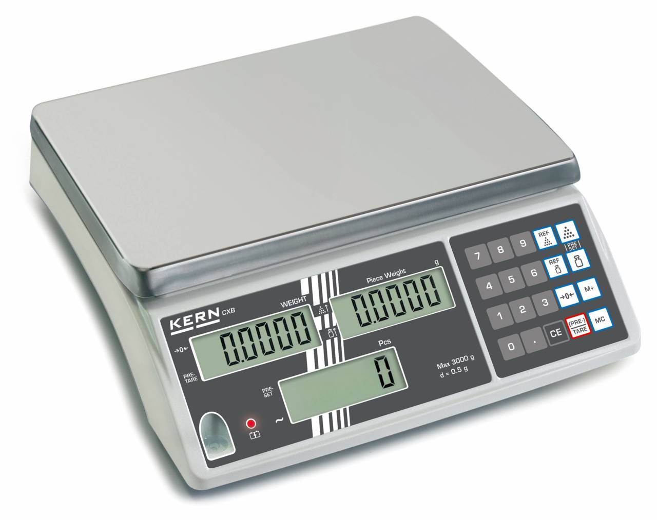 Waage - max. Wägebereich 15 kg - Ablesbarkeit 5 g - Eichwert 5 g - Mindestlast 100 g - kleinstes Teilgewicht 0,5 g / Stk. - ungeeicht - mit