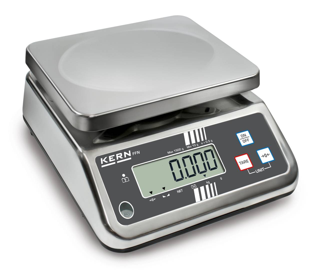 Tischwaage - max. Wägebereich 15 kg - Ablesbarkeit [d] 5 g - Eichwert [e] 5 g - Mindestlast [Min] 100 g - Eichzulassung - IP 65 geschützt