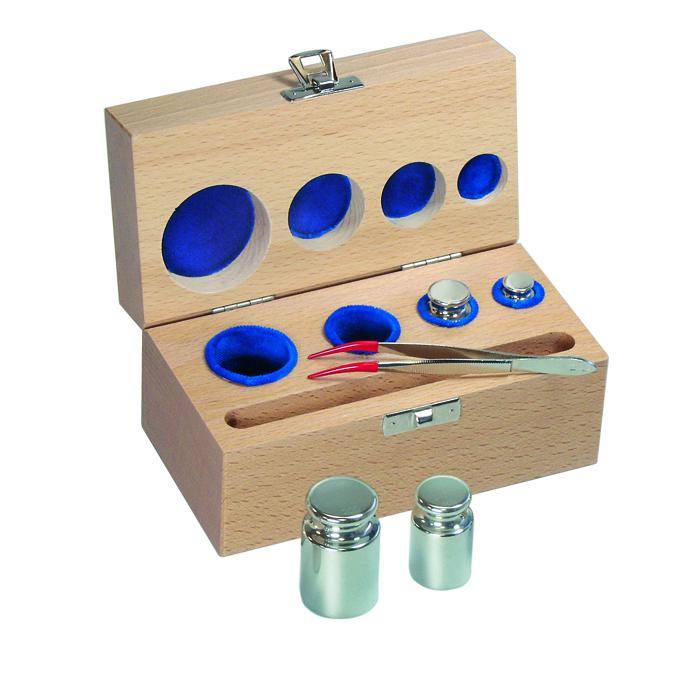 Etui für Prüfgewichte E 1 bis F 1 - Gewichte bis max. 200 g - Holz, gepolstert