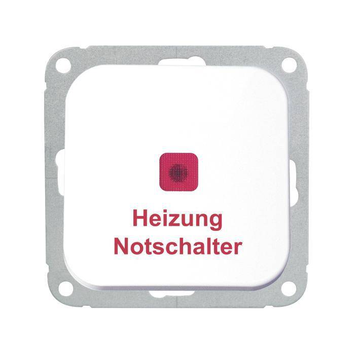 Heizungs-Notschalter - 2-polig - Farbe alpinweiß - mit roter Linse - 250 V AC, 50 Hz, 10 A