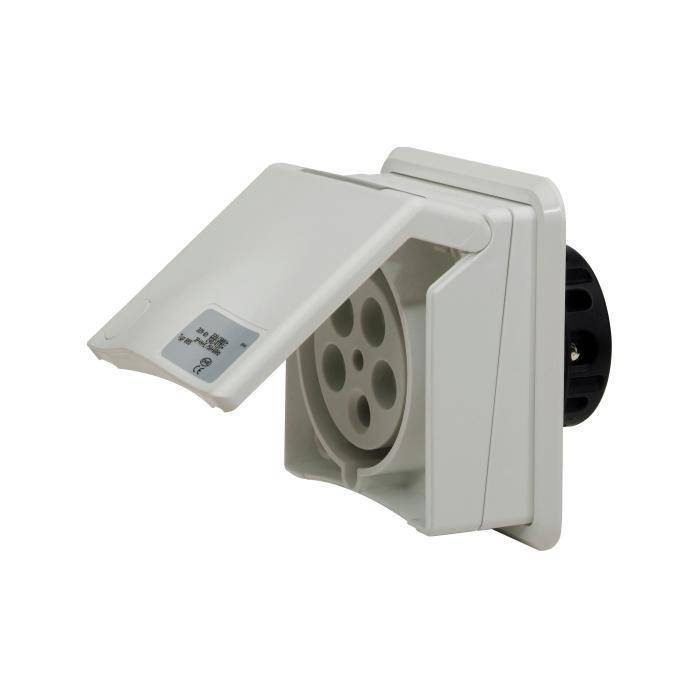 SIROX® AP-Steckdose - 5-polig - Nennspannung 400 V - Nennstrom 16 A - Schutzart IP 44 - hellgrau