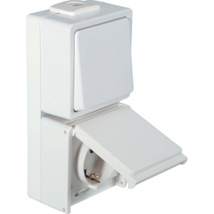 Universalschalter Aus/Wechsel - Farbe reinweiß - IP54 - senkrecht - 250 V AC - 10 / 16 A
