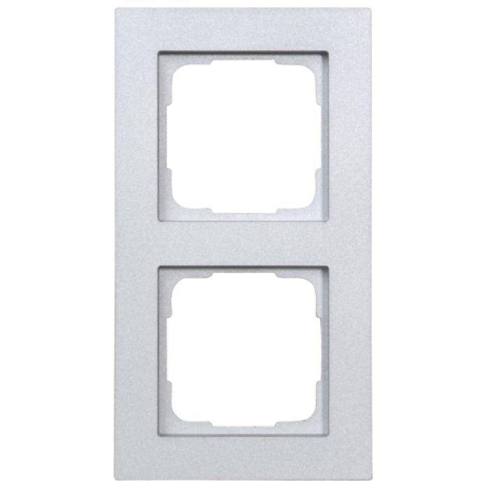 Abdeckrahmen Kubus - Farbe alu-silber-seidenglanz - 2-fach - Breite 85 mm - IP 20