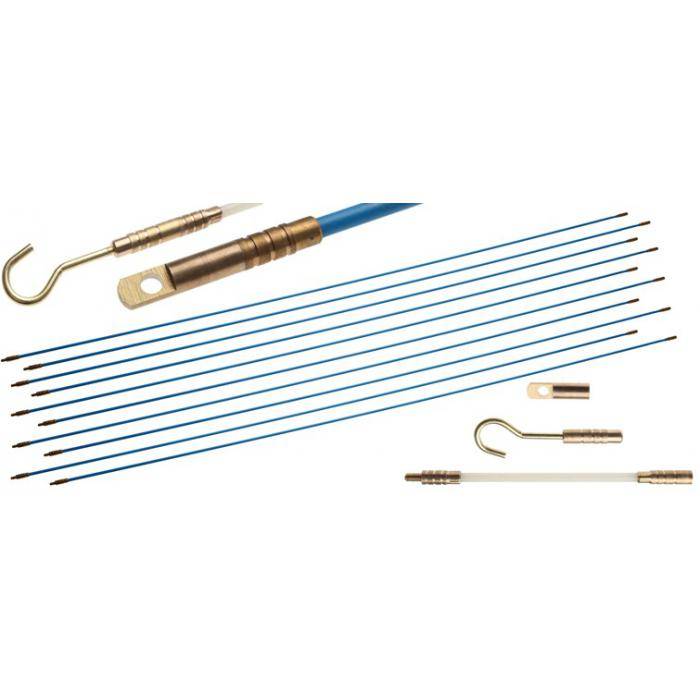 Kabel-Verlegehilfe - Glasfaserstangen-Ø 4 mm - max. Länge 10 m - 13-tlg.