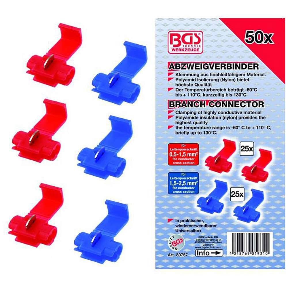 Abzweigverbinder-Satz - Klemmung aus hochleitfähigem Material - 50-tlg.