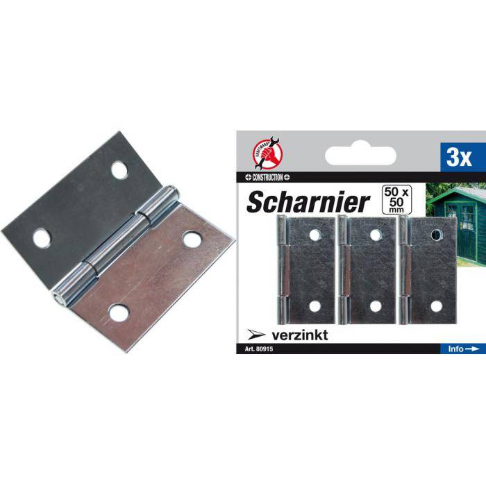 Scharnier-Satz - verzinkt - Maße 50 x 50 mm - 3-tlg.