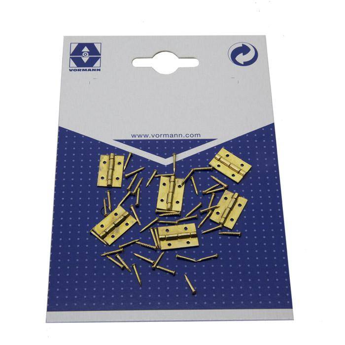 Schatullenscharnier - vermessingt - inkl. Nägel - 30 Stück