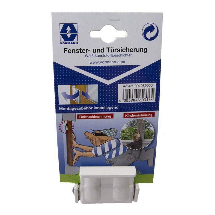 Fenster- und Türsicherung - Stahl - weiß - 16 bis 25 mm - VE 10 Stück (auf SB-Karte) - Preis per VE