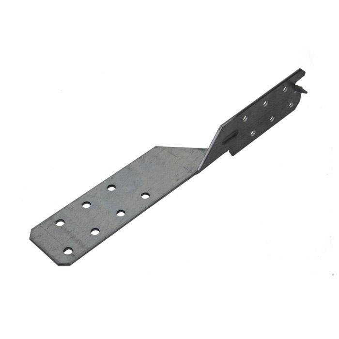 Metallwinkelhalter mit mehreren Befestigungslöchern auf weißem Hintergrund.
