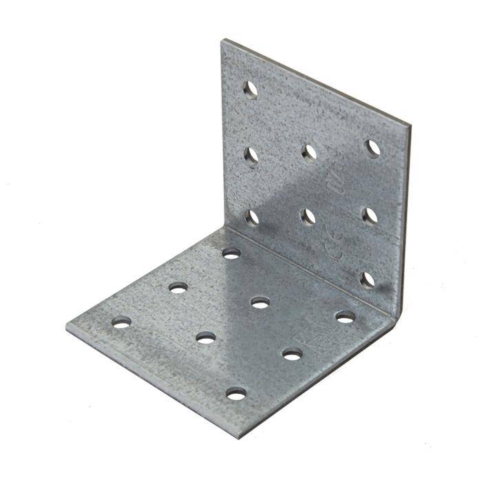 Lochplattenwinkel - Stahl - 80 x 80 x 60 mm - VE 50 Stück - sendzimirverzinkt - Preis per VE